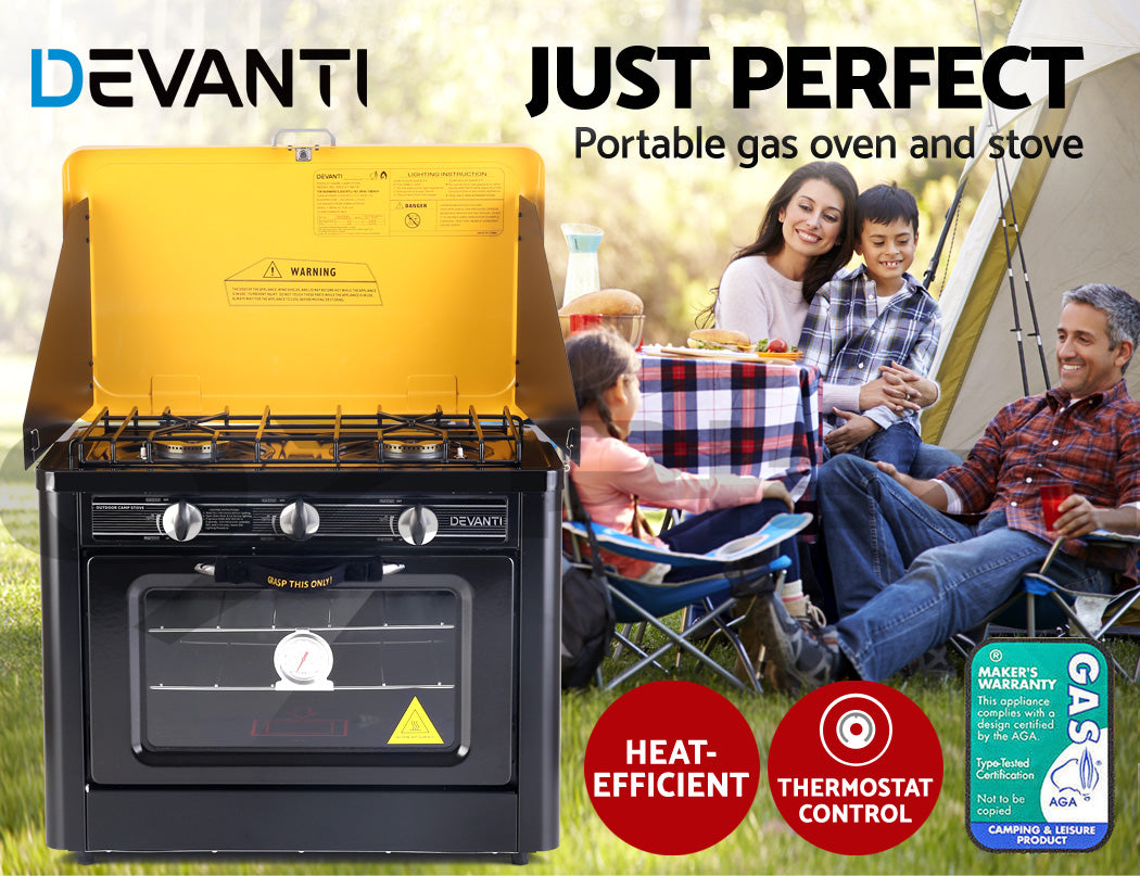 Devanti Portable Gas Oven LPG Black