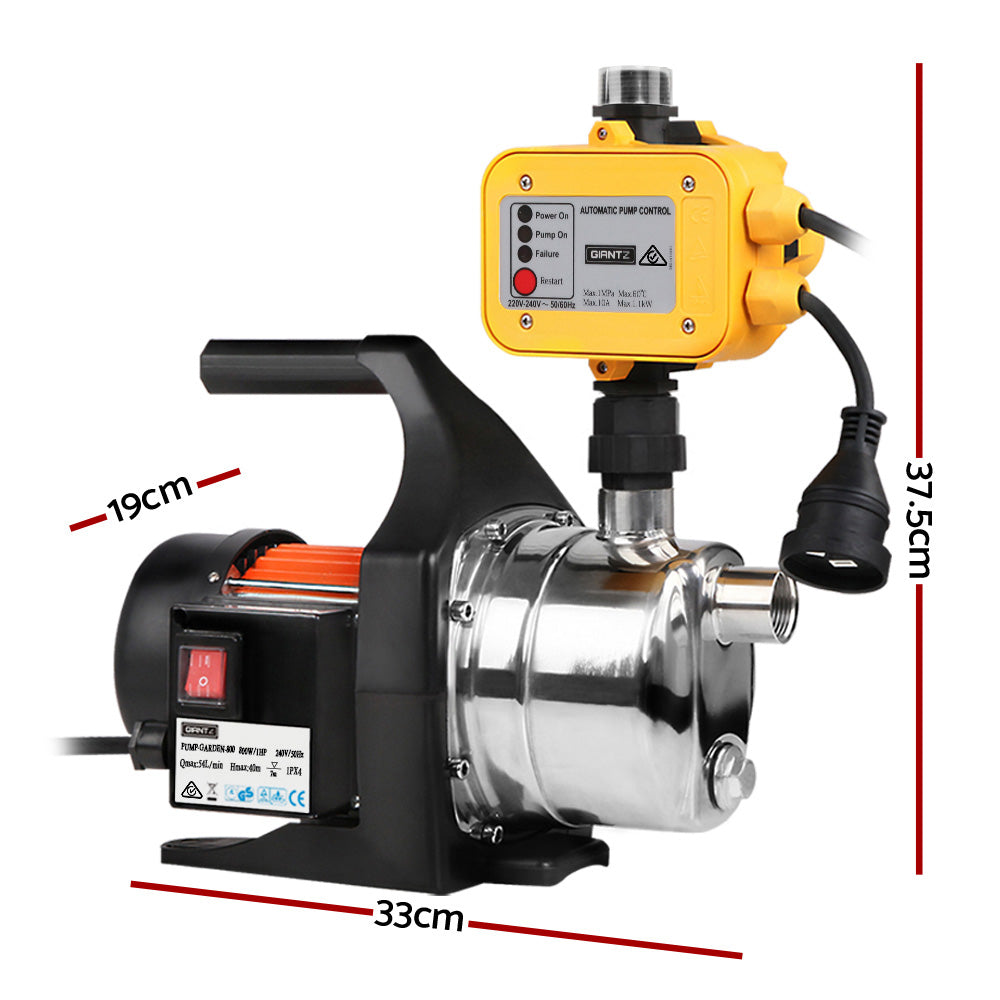 Giantz Garden Water Jet Pump High Pressure 800W Tank Rain Irrigation Yellow