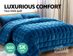 Giselle Bedding Faux Mink Quilt Blue Super King