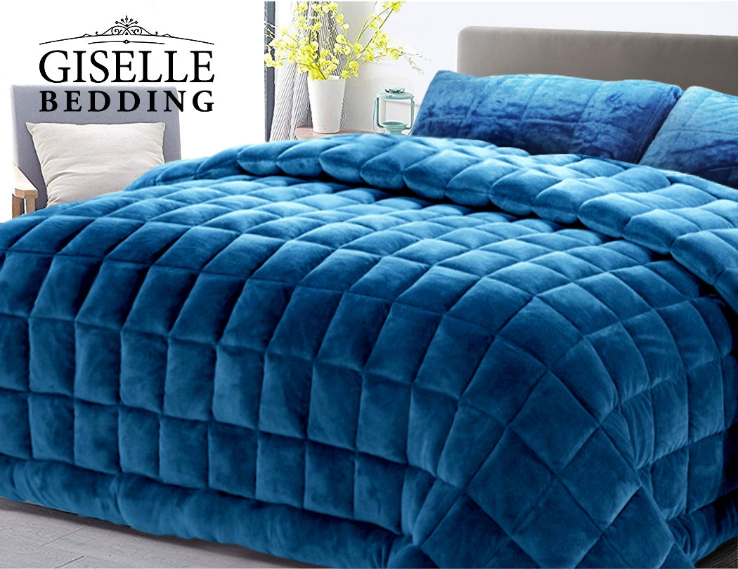 Giselle Bedding Faux Mink Quilt Blue Super King