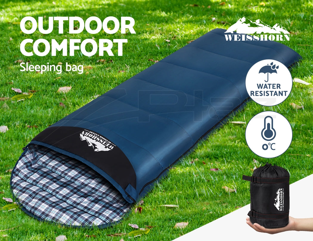 Weisshorn Sleeping Bag Single Thermal Camping Hiking Tent Blue 0 &deg C