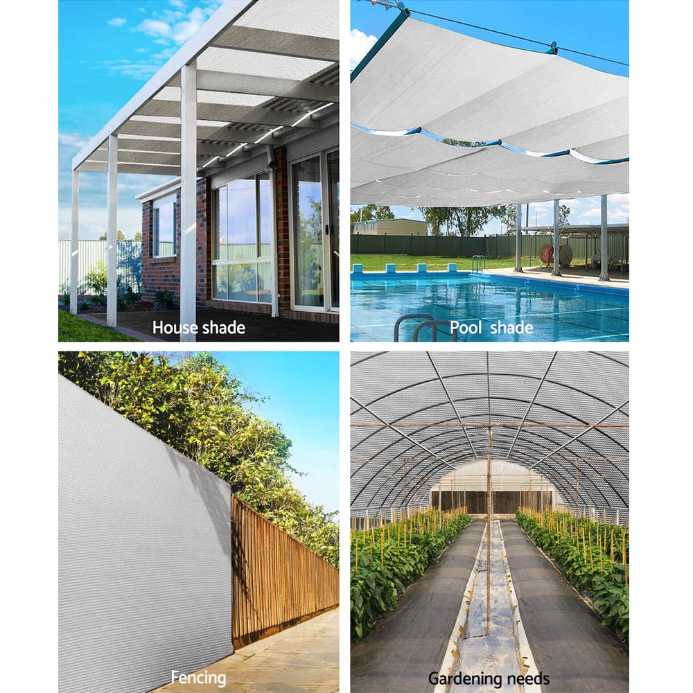 Instahut 50% Shade Cloth 3.66x10m Shadecloth Wide Heavy Duty White