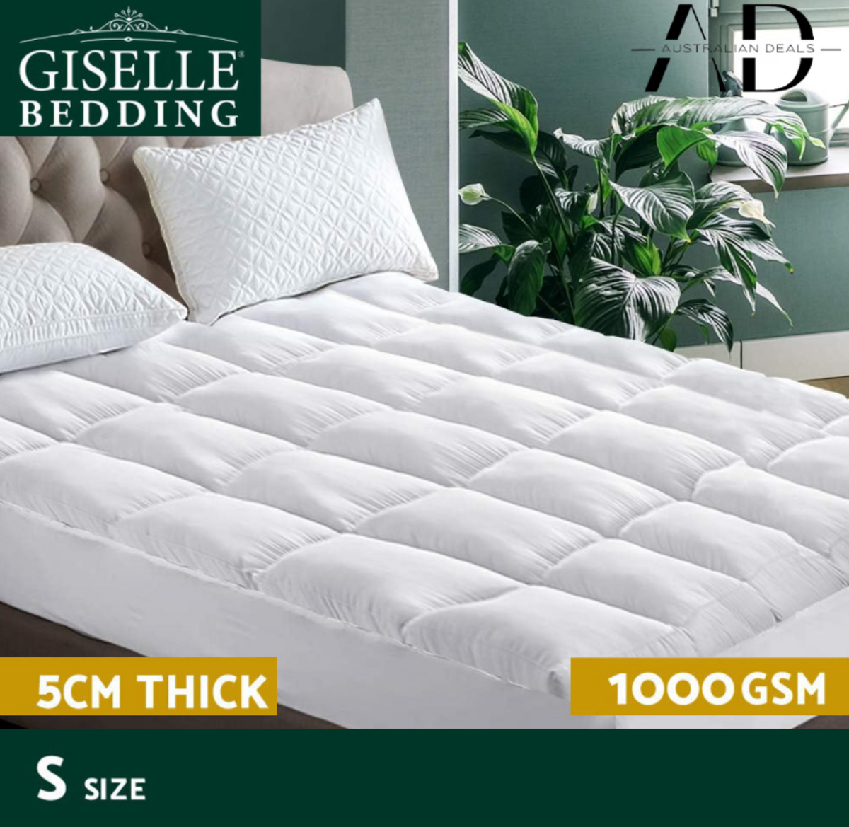 Giselle Bedding Mattress Topper Pillowtop Protector Pad Single