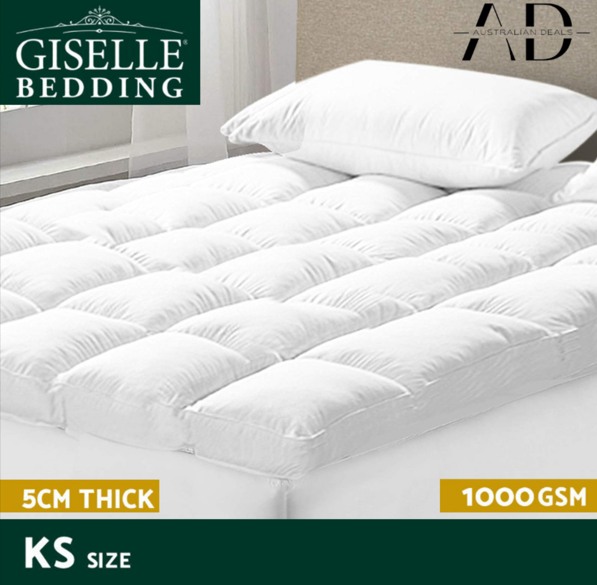 Giselle Bedding Mattress Topper Pillowtop Protector Pad King Single