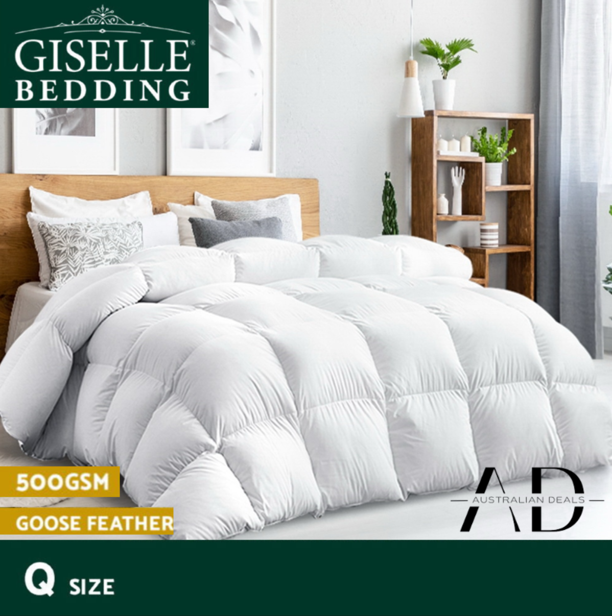 Giselle Bedding 500GSM Goose Down Feather Quilt Queen