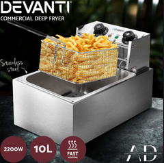 Devanti 10L Electric Commercial Deep Fryer Single Basket 2200W