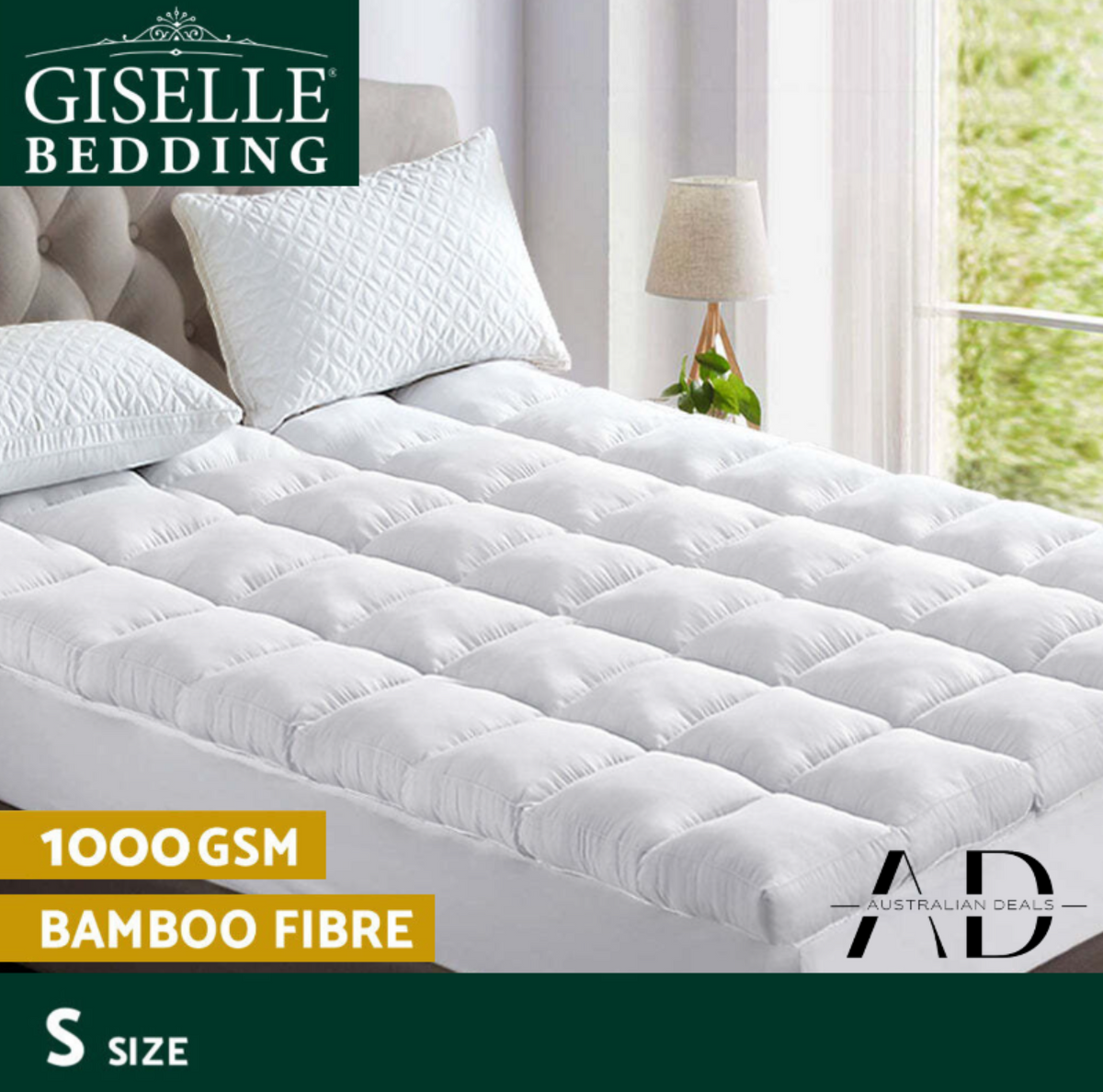 Giselle Bedding Mattress Topper Pillowtop Bamboo Single