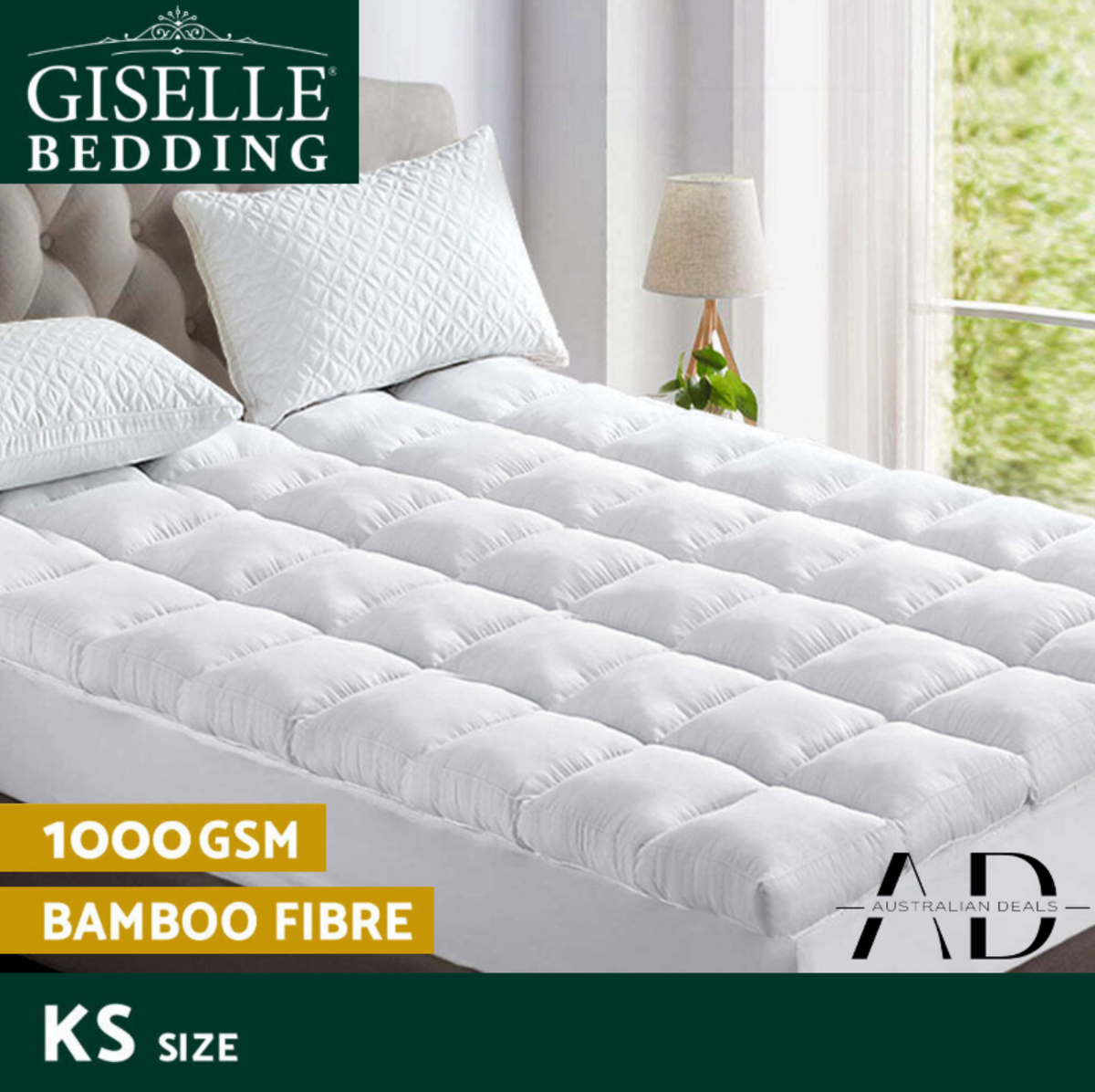 Giselle Bedding Mattress Topper Pillowtop Bamboo King Single