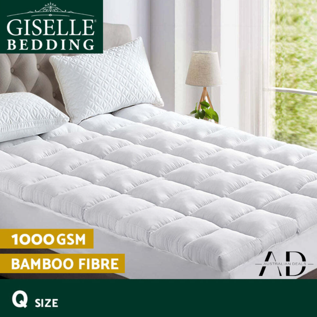 Giselle Bedding Mattress Topper Pillowtop Bamboo Queen