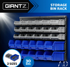 Giantz 30 Storage Bin Rack Wall Mounted