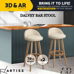 Artiss 2x Bentwood Bar Stools Wooden Bar Stool Dining Chairs Leather Kitchen