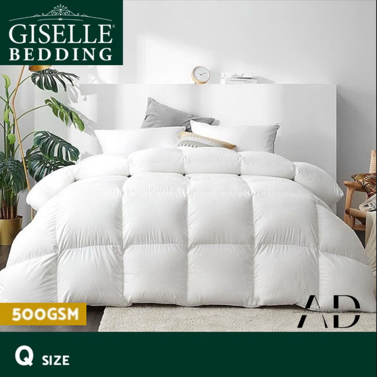 Giselle Bedding 500GSM Duck Down Feather Quilt Queen