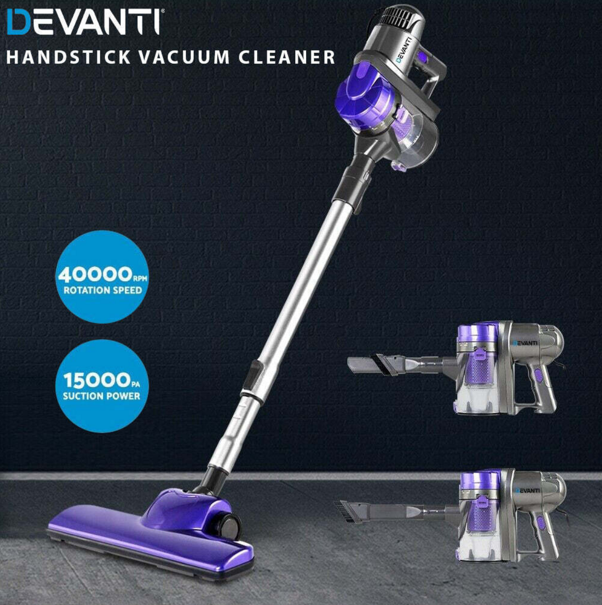 Devanti Handheld Vacuum Cleaner Bagless Corded 450W Purple