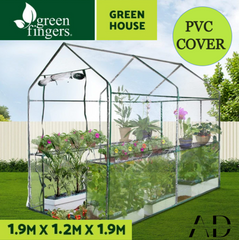 Greenfingers Greenhouse 1.2x1.9x1.9M Walk in Green House Tunnel Clear Garden Shed 4 Shelves