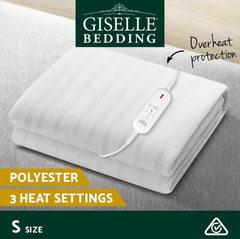 Giselle Electric Blanket Single Heated Fully Fitted Washable Pad Winter Warm