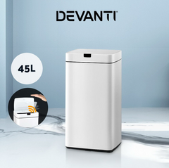 Devanti 45L Motion Sensor Bin Rubbish Automatic White