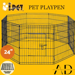 i.Pet 24" 8 Panel Dog Playpen Pet Fence Exercise Cage Enclosure Play Pen