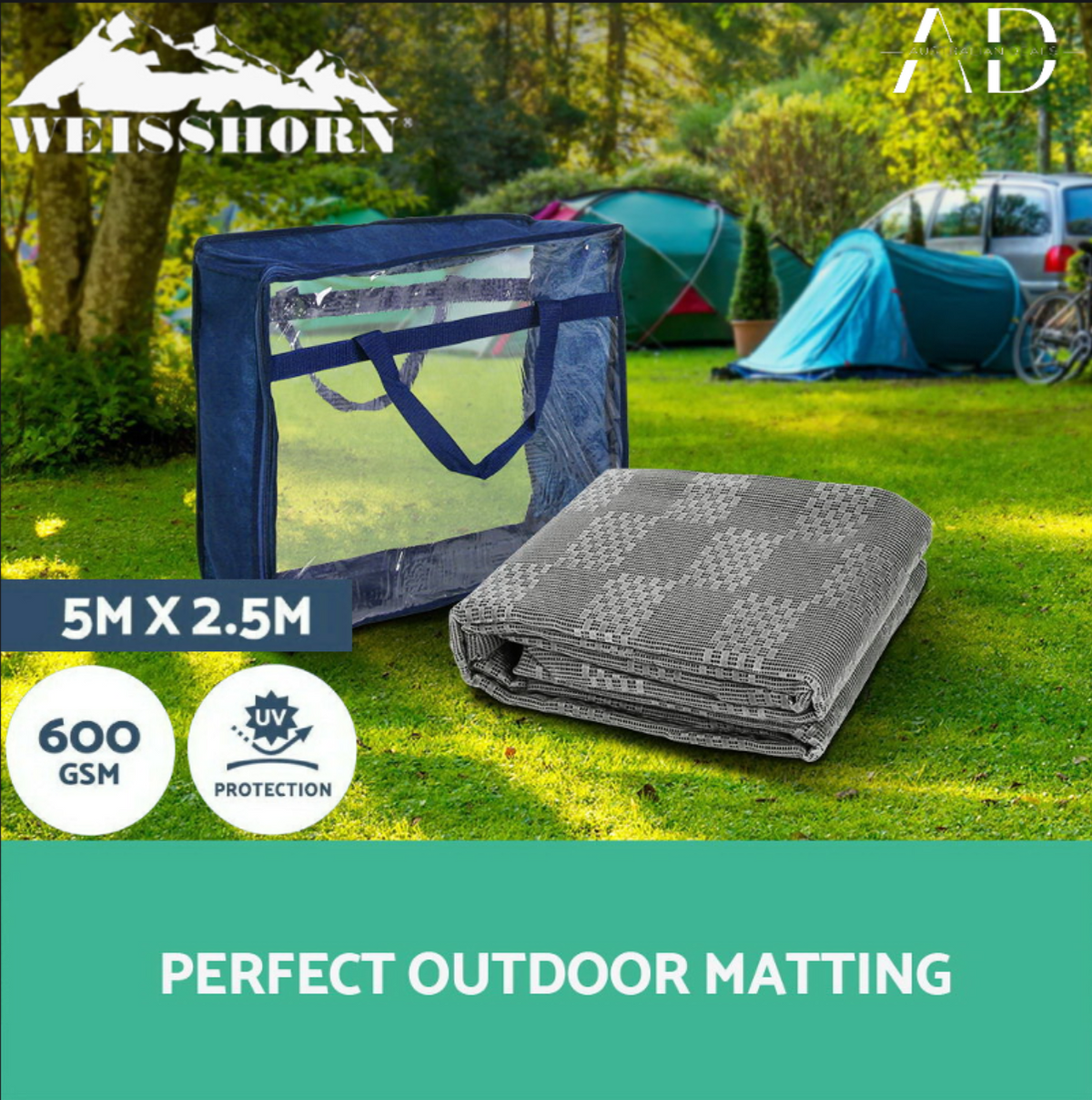 Weisshorn 5M X 2.5M Annex Matting 600GSM Floor Mats Mesh Caravan Camping Annexe