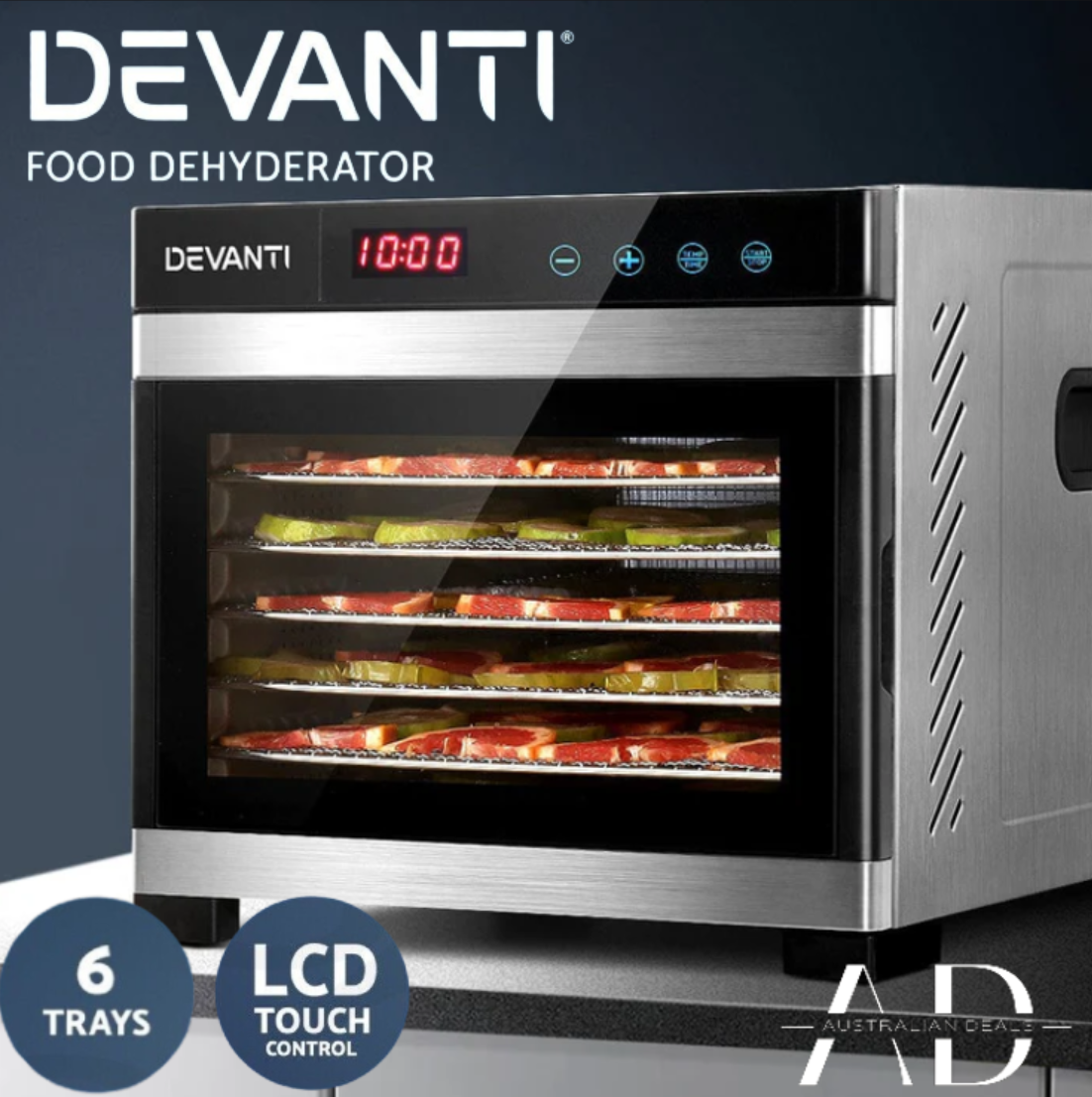 Devanti 6 Trays Food Dehydrator Stainless Steel Tray