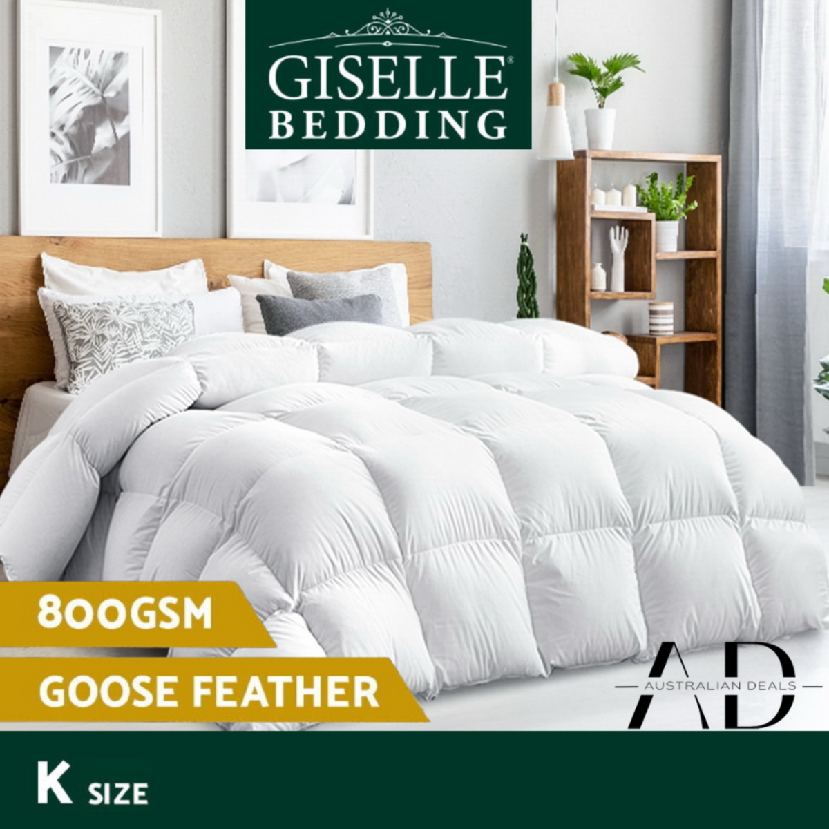 Giselle Bedding 800GSM Goose Down Feather Quilt King