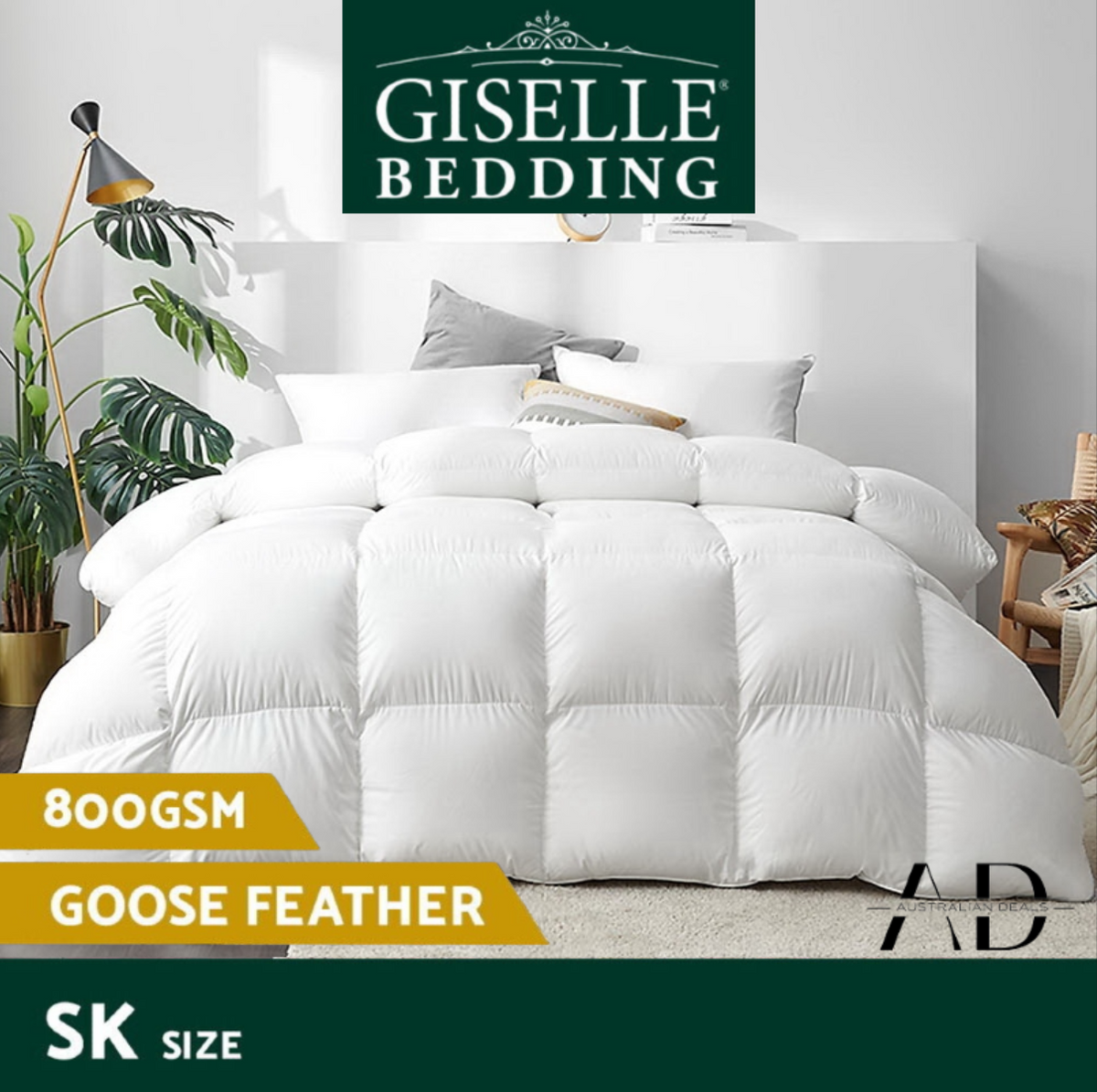 Giselle Bedding 800GSM Goose Down Feather Quilt Super King