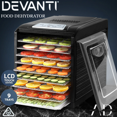 Devanti 9 Tray Food Dehydrators Commercial Beef Jerky Maker Fruit Dryer Black