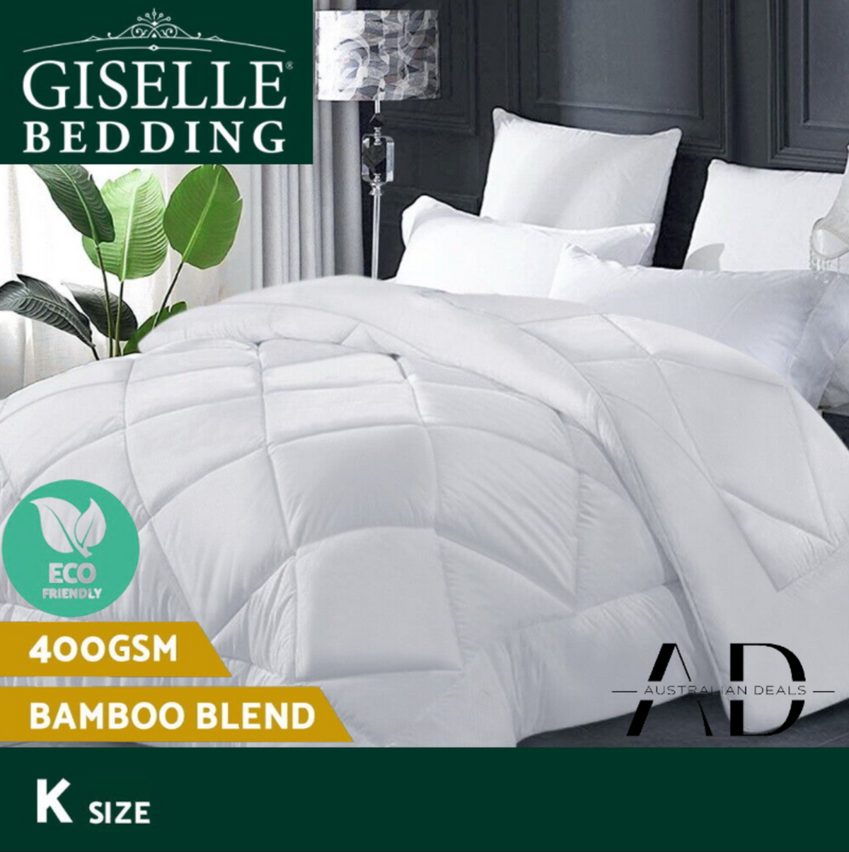 Giselle Bedding 400GSM Microfibre Bamboo Quilt King