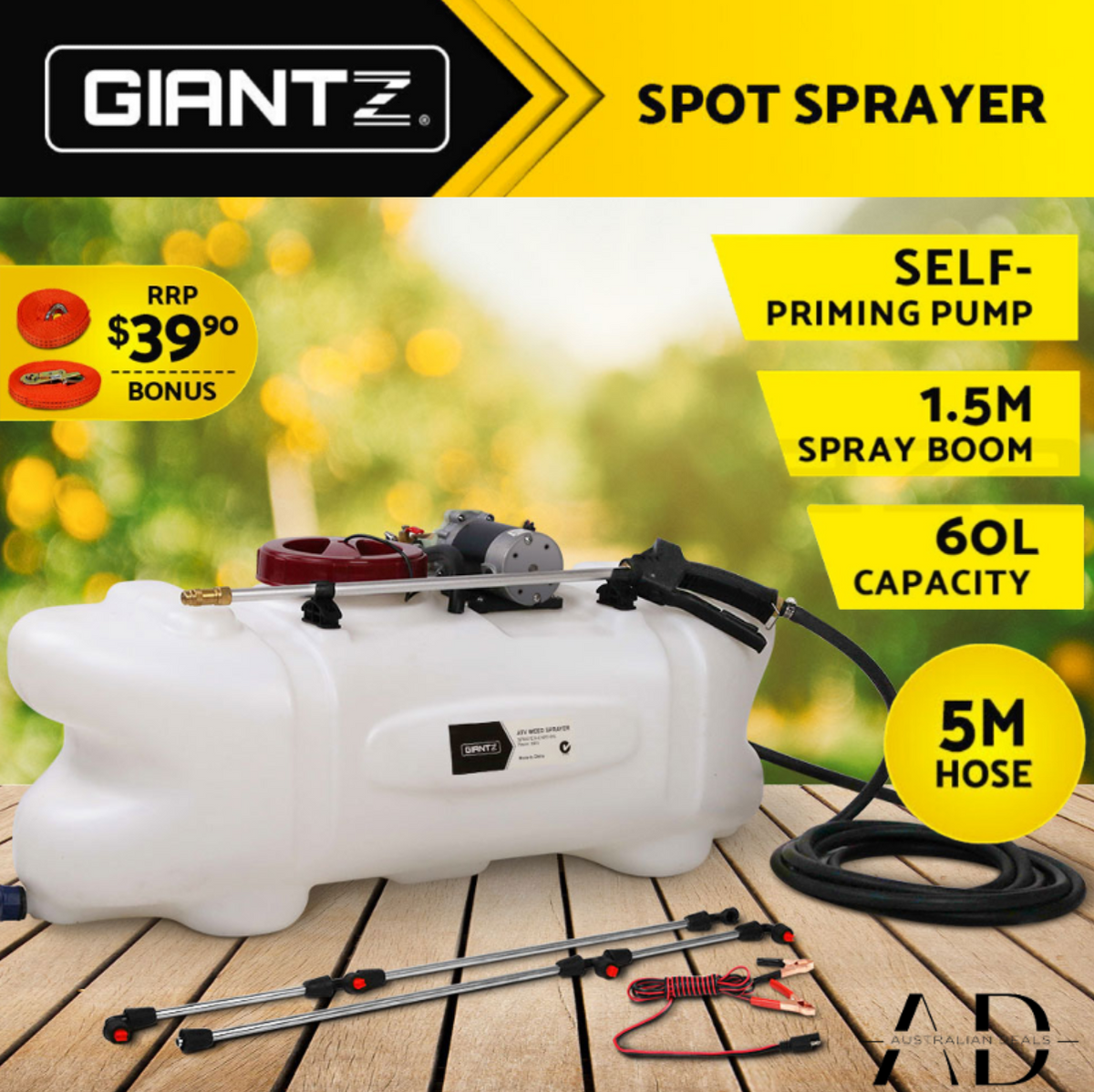 Giantz Weed Sprayer 60L 1.5M Fixed Boom Garden Spray