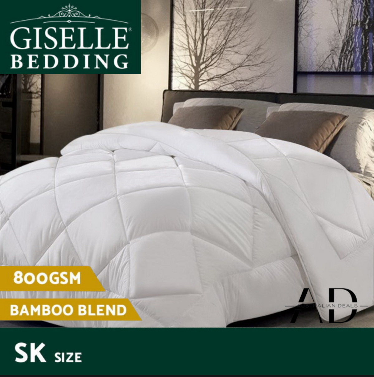 Giselle Bedding 800GSM Microfibre Bamboo Quilt Super King