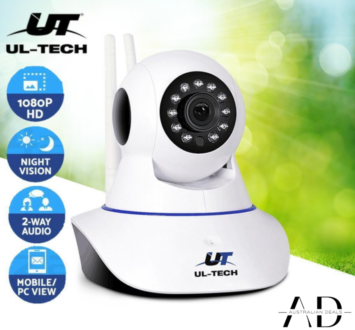 UL-tech 1080P Wireless IP Camera Security WIFI Cam White