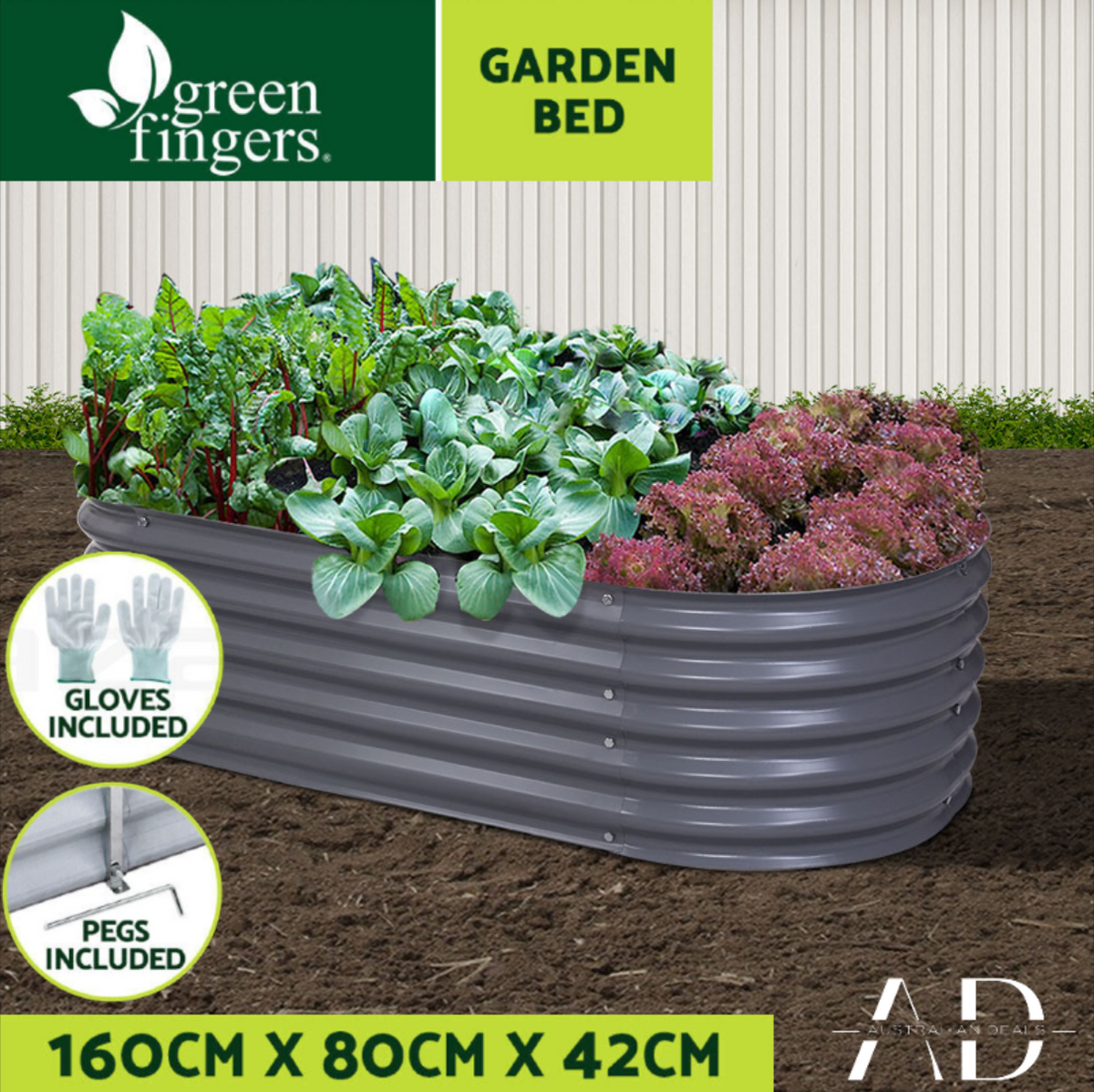 Greenfingers Garden Bed Galvanised Raised Steel Instant Planter 160X80X42CM