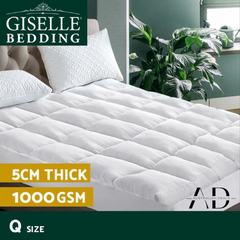 Giselle Bedding Prime Pillowtop Mattress Topper Underlay Pad Mat Cover Queen