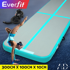 Everfit 3m x 1m Air Track Inflatable Tumbling Mat with Pump Portable Home Gymnastic