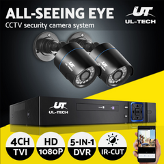 UL-tech CCTV Security System 4CH DVR 2 Cameras 1080p