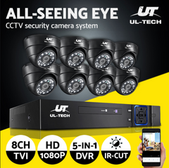 UL-tech CCTV Security System 8CH DVR 8 Cameras 1080p