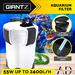 Giantz Aquarium Filter External Canister Filter Pump Aqua Fish Tank Pond 2400L/hr