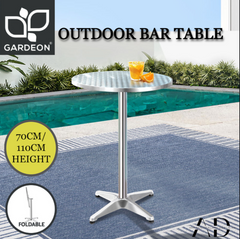 Gardeon Outdoor Bar Table Adjustable Aluminium Round 70/110cm