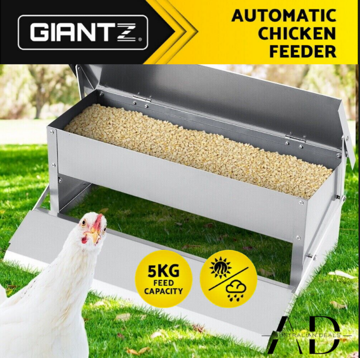 Giantz Automatic Chicken Feeder Auto Coop Chick Poultry Treadle Self Opening