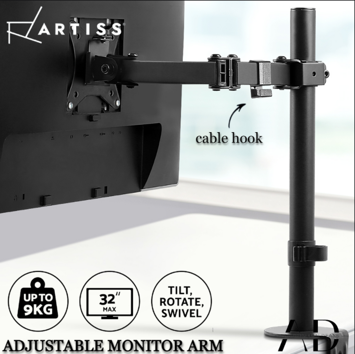 Artiss Monitor Stand Single Arm Desk Mount Computer LCD LED TV Holder Display