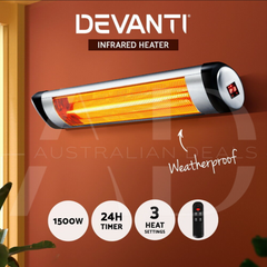 Devanti Electric Radiant Strip Heater Indoor Outdoor Patio Remote Control 1500W