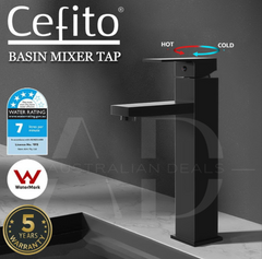 Cefito Bathroom Basin Mixer Tap Laundry Faucet Sink Swivel Black