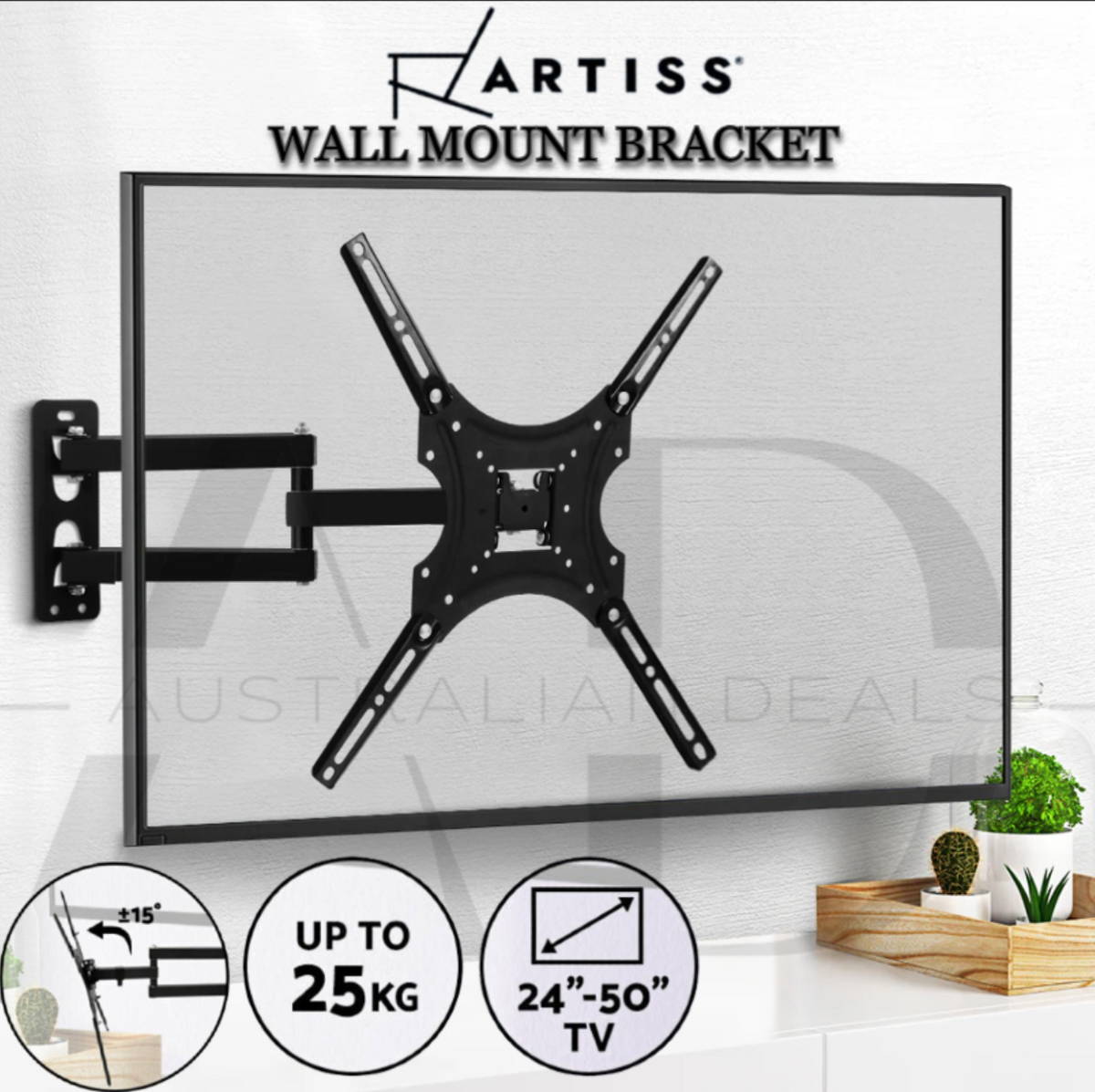 Artiss TV Wall Mount Bracket for 24"-50" LED LCD TVs Full Motion Strong Arms