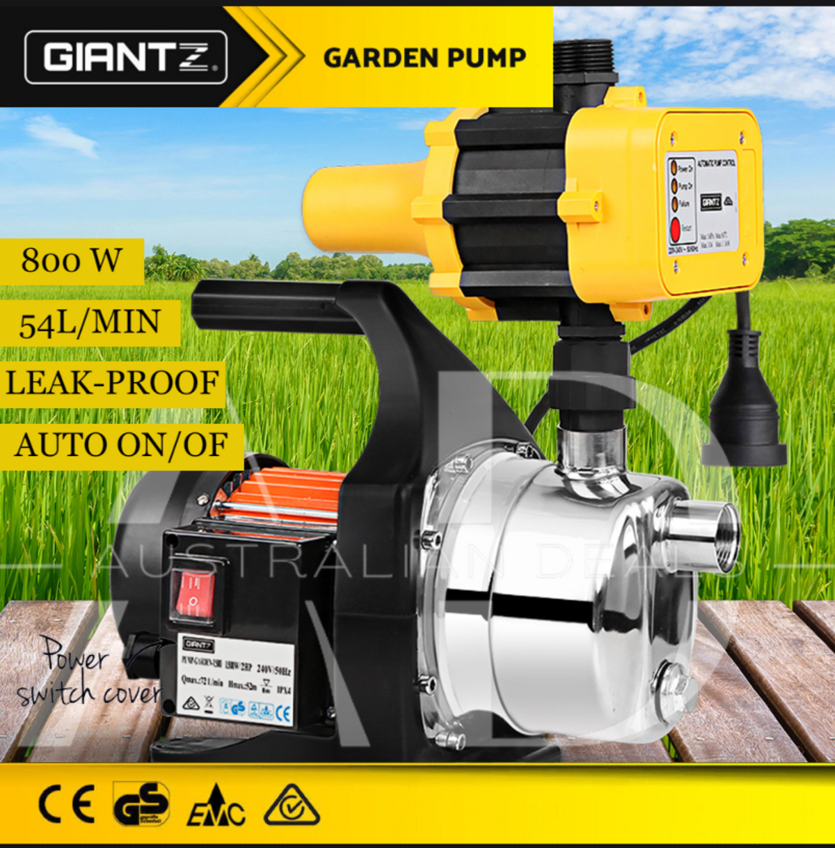 Giantz Garden Water Jet Pump High Pressure 800W Tank Rain Irrigation Yellow