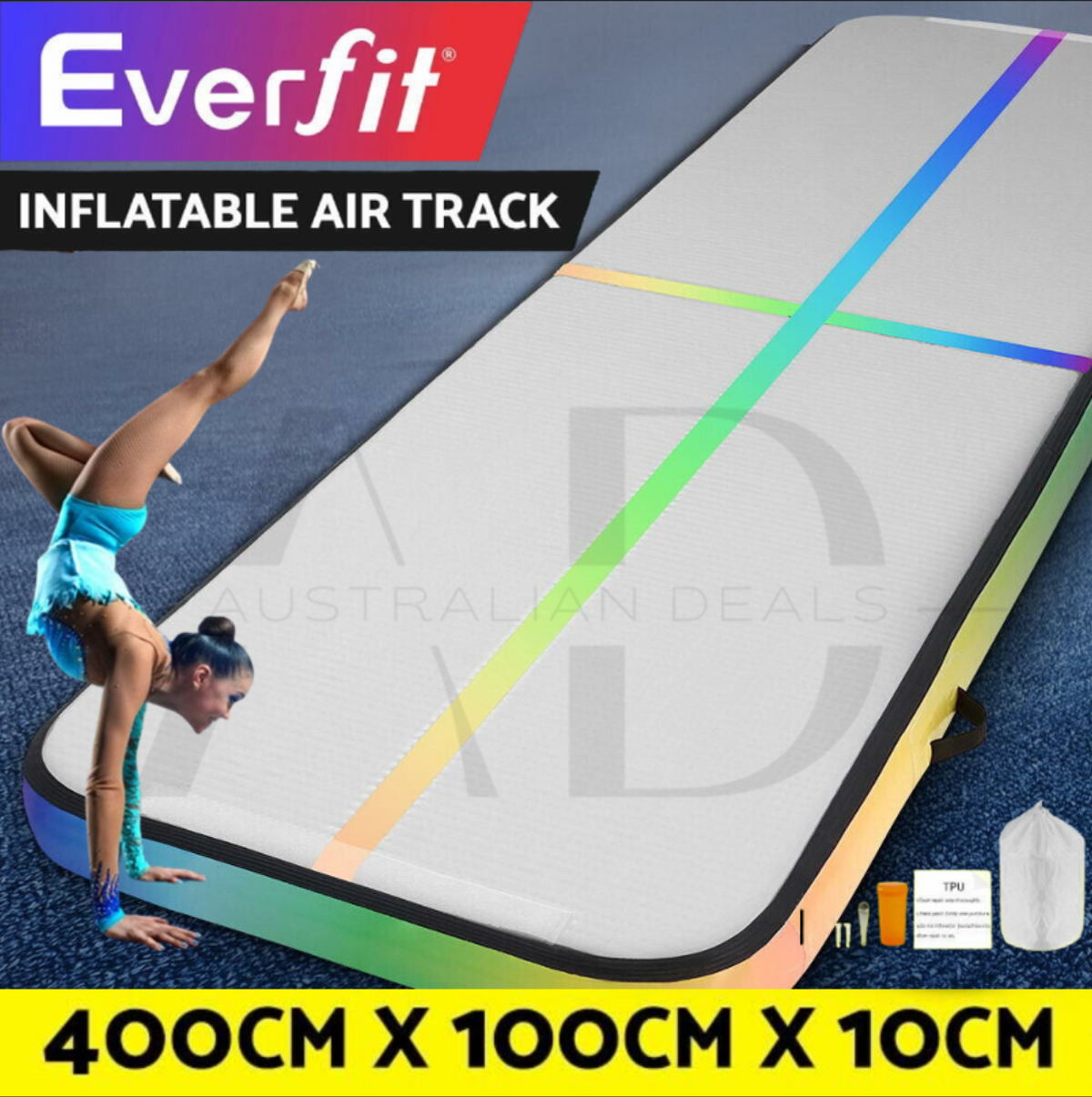 Everfit 4M Air Track Gymnastics Tumbling Exercise Cheerleading Mat Inflatable