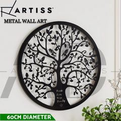 Artiss Metal Wall Art Hanging Sculpture Home Decor Leaf Tree of Life Round Frame