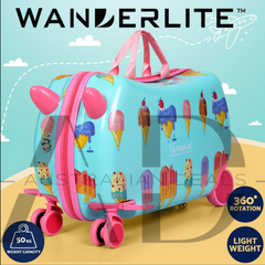 Wanderlite 17" Kids Ride On Luggage Children Suitcase Trolley Travel Ice Cream