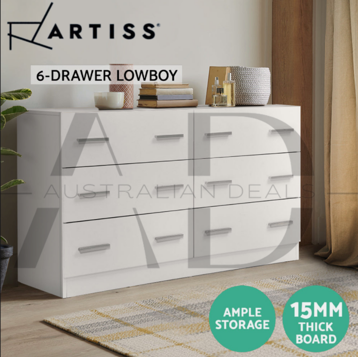 Artiss 6 Chest of Drawers - VEDA White