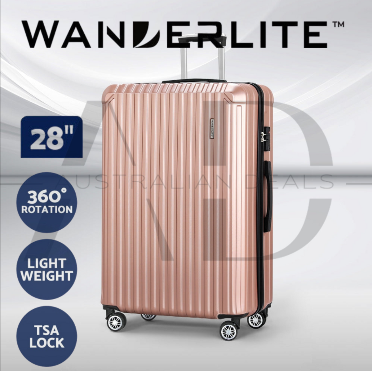 Wanderlite 28'' Luggage Travel Suitcase Set TSA Carry On Hard Case Rose Gold