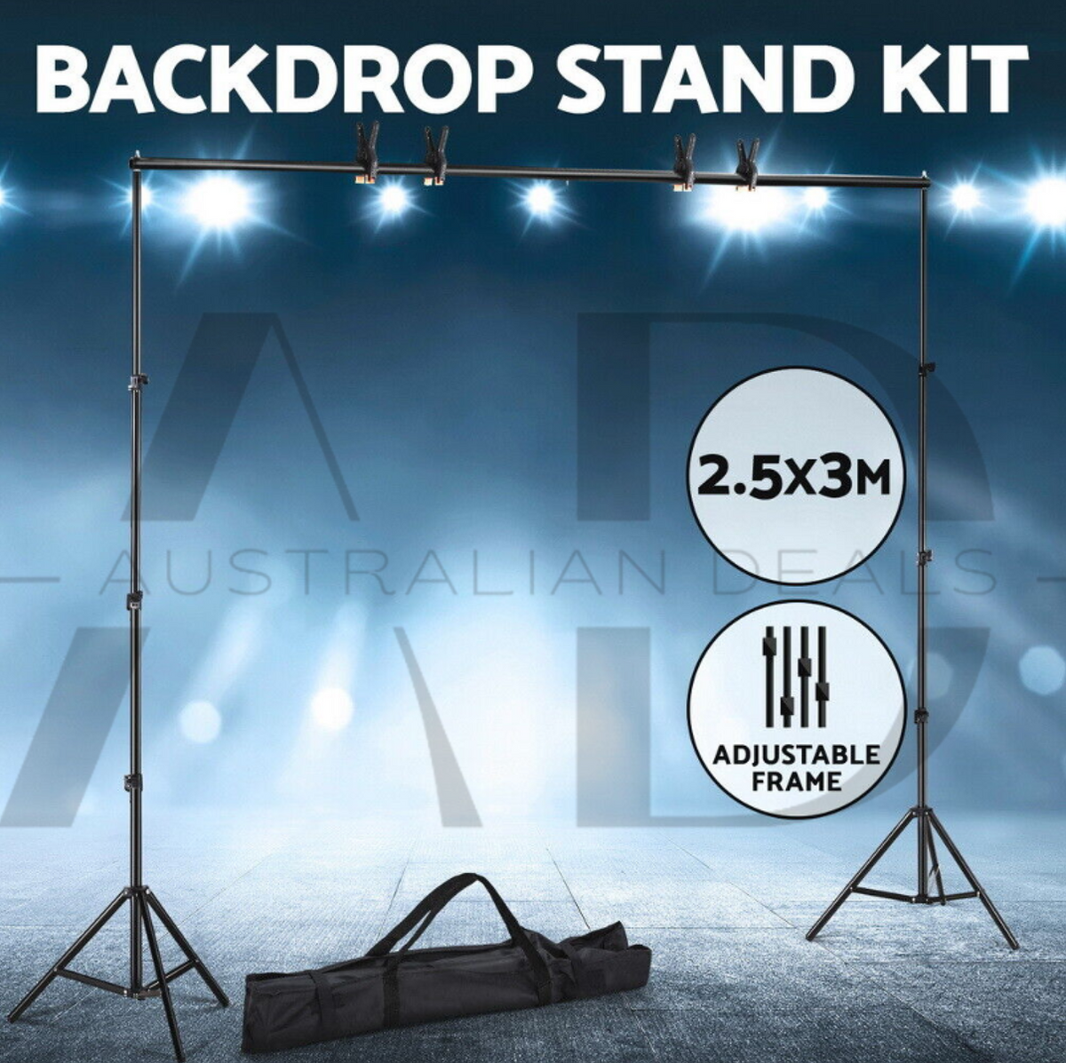 2.5X3M Photography Backdrop Stand Kit Studio Screen Photo Background Support Set