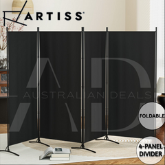 Artiss 4 Panel Room Divider Screen 345x180cm Fabric Black